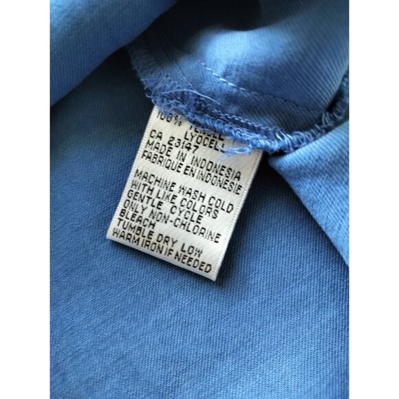 Vintage Talbots Women's Blue Button Down Sleeveless Shirt Midi Dress Size 6P - Picture 11 of 11